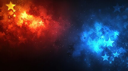 Naklejka premium Vibrant Cosmic Stars in Red and Blue