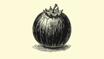 Intricate vintage Blueberry engraving in black and sepia tones with detailed linework, illustration