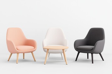 A light and relaxing room interior featuring armchairs and a sofa by the window