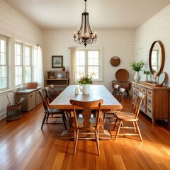 Dining room interior design. Farmhouse style dining room interior design. Architecture interior. Farmhouse interior. Farmhouse style.
