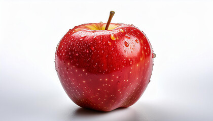 red apple with water drops on it isolated on white background copy space