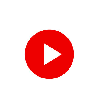 Red play button on transparent background. Video or music player user interface. Vector illustration.	
