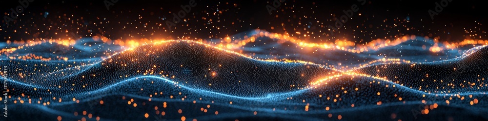 Poster an abstract visualization of data connections where each point stands for a node in brilliant teal