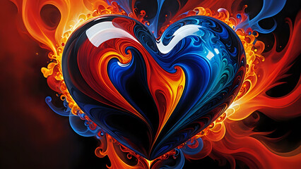 Abstraktion Herz mit Ornament auf dunklem Hintergrund 16х9. Hintergrund für das Design 3.