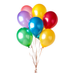 Colorful birthday balloons arranged on a transparent background for a festive celebration, Multiple bithday balloons on transparent background