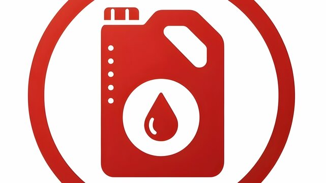 full red gasloine oil can sign for trucks and mobil cars on highway