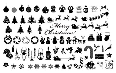 Christmas Silhouette Collection: A festive arrangement of Christmas-themed silhouettes. capturing the essence of the holiday season
