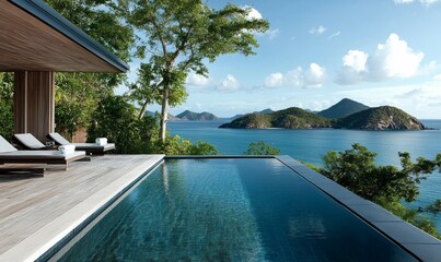 Fototapeta premium Minimalist Pool Overlooking Ocean