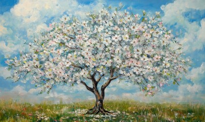 Apple blossom spring tree