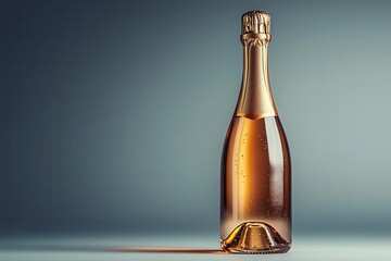 elegant gold champagne bottle isolated on a pure white background, radiating sophistication and celebration, designed to attract attention for luxury branding and high-end events