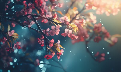 background of spring cherry blossoms tree. selective focus