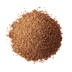 Brown teff grain isolated on a transparent background showcasing its unique texture and small size for culinary use, Brown Teff Grain isolated on transparent background