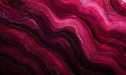 Obraz premium Dark burgundy ruby garnet cherry abstract background. Glow glitter light bright fire shine hot. Geometric wave curve line.