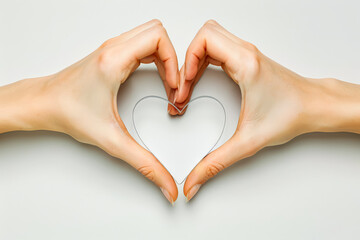 Fototapeta premium Two hands forming a heart shape on a white background