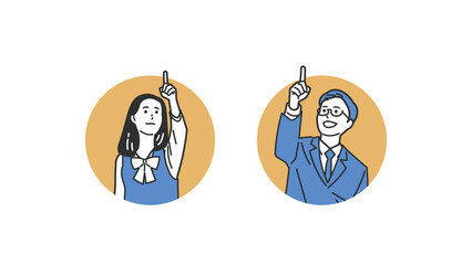 指差しする制服の男女