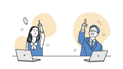 指差しする制服の男女