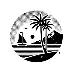 logo retro summer vector black and white, vector, illustration, summer, black and white, logo, icon