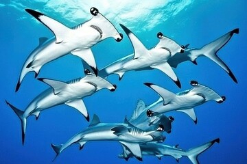 Naklejka premium Scalloped Hammerhead Sharks