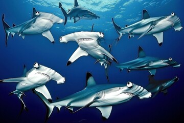 Naklejka premium Scalloped Hammerhead Sharks