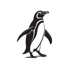 penguin silhouette vector line art logo design