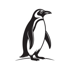 penguin silhouette vector line art logo design