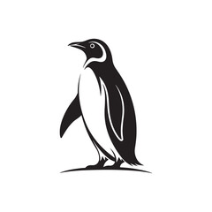penguin silhouette vector line art logo design