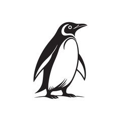 Fototapeta premium penguin silhouette vector line art logo design