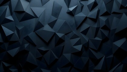 Obraz premium Abstract Dark Polygonal Background: A 3D Rendered Texture of Interlocking Triangles in Deep Blue Hues