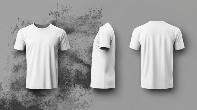 Three views of a classic white t-shirt, showcasing its versatility and minimalist design. Perfect for customization and showcasing your brand.