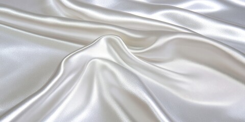 シルクのような光沢ある白い布が美しく広がっている様子