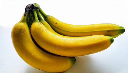 This image features a cluster of ripe bananas, their vibrant yellow peels speckled with hints of green, indicating their natural ripeness.