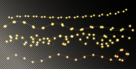 Vector Christmas garland on an isolated transparent background. Christmas decoration.