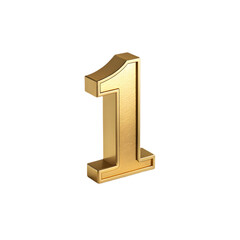 Number 1 gold 3d on transparent background
