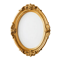 white oval gold frame white background