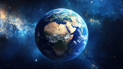 Obraz premium Detailed View of Earth from Space at Night, with Artificial Lights Illuminating Countries and Regions, Set Against the Infinite Expanses of Space