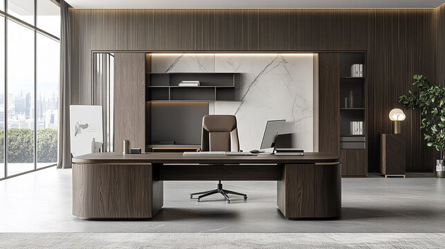 A professional home office Zoom virtual background with a clean, modern workspace, featuring sleek furniture and minimalistic decor, ideal for remote work and virtual meetings.

