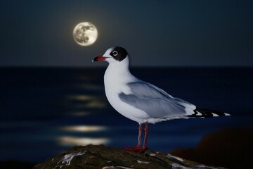 Fototapeta premium Swallow-Tailed Gull at Night