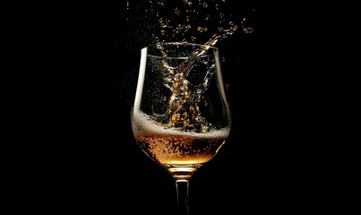 Overflowing Beer Glass on a Dark Background