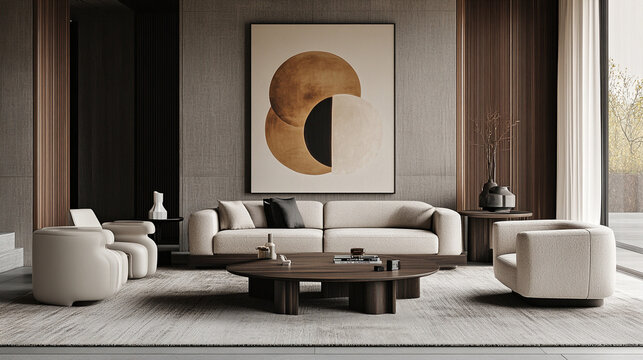 Professional home office Zoom virtual background featuring a clean, modern workspace with sleek furniture and minimalistic decor, ideal for video calls and remote work.

