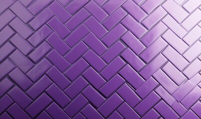 Semigloss, Polished Wall background with tiles. 3D, tile Wallpaper with Purple, Herringbone blocks.