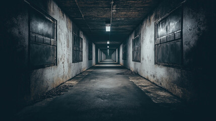 Futuristic Sci-Fi Grunge Underground Warehouse Tunnel Corridor