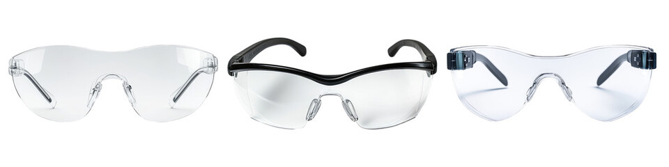 Safety glasses isolated on transparent background, Set of