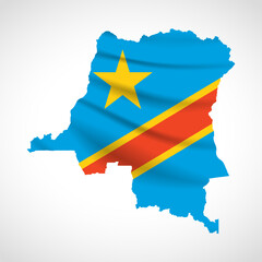 Democratic Republic of the Congo Map Silhouette with National Flag Design