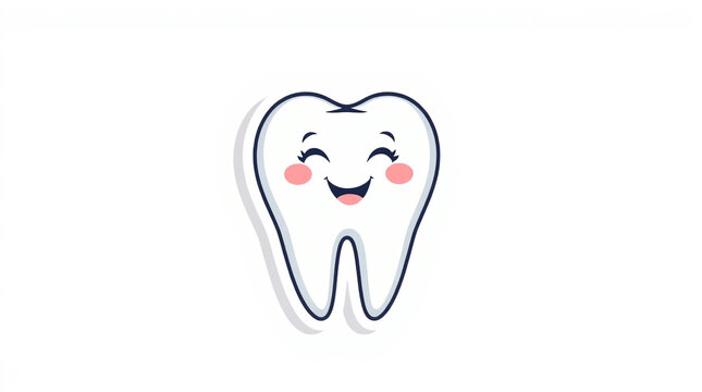 Happy tooth cartoon illustration, perfect for dental clinics, children's books, or any project needing a cheerful, healthy smile.