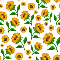 seamless pattern with sunflowers