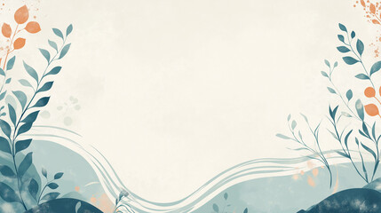 Obraz premium Watercolor botanical background with leaves and flowers