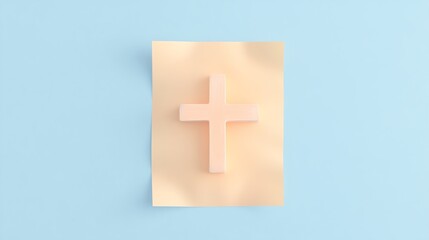 Obraz premium Stylish cross on pastel background symbolizes faith and spirituality, perfect for religious themes and inspirational designs.