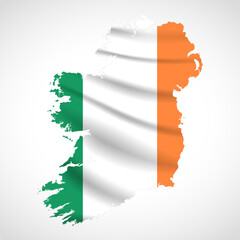 Ireland Map Silhouette with National Flag Design