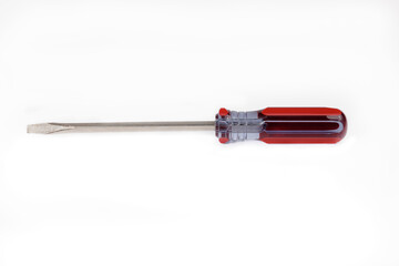 Flat head screwdriver on a clean white backround