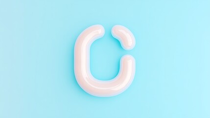 A stylish, abstract representation of the letter 'C' in a soft pastel color on a smooth blue background.